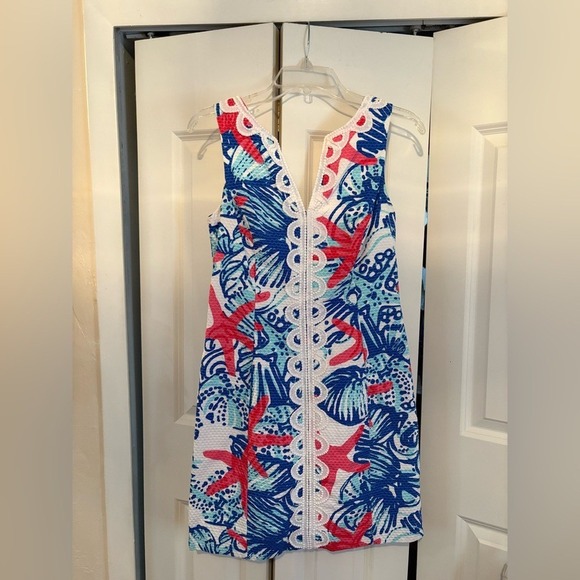 Lilly Pulitzer Dresses & Skirts - Lilly Pulitzer Starfish Print Mini Dress Blue Pink Coastal – Size 2 EUC